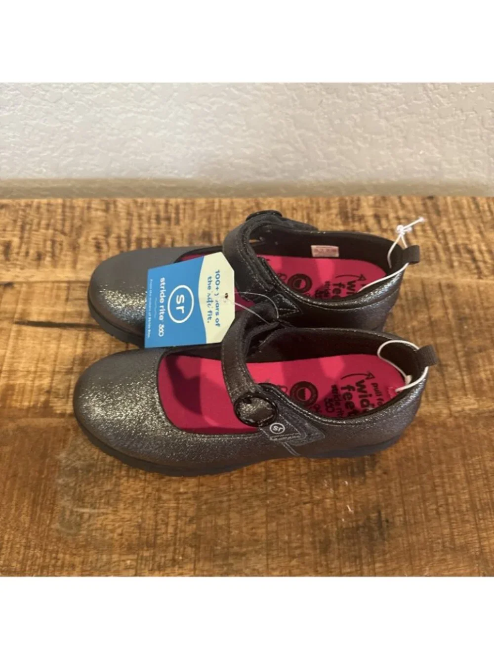 Stride Rite Little Kid Wednesday Gray Sparkle Mary Jane Shoes Sz 12 M NIB Pewter